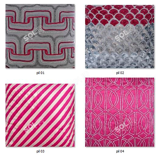 Elegant Decor Pillows Set 3D model image 3