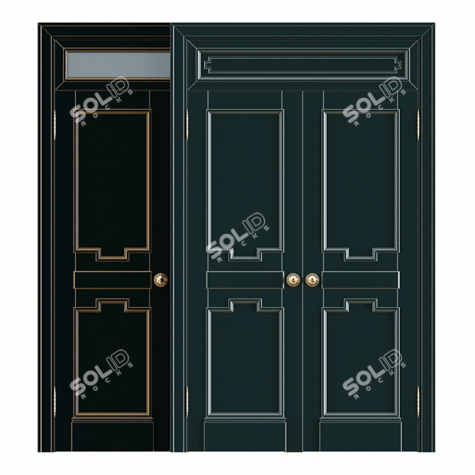 Elegant Reshelier Double Doors 3D model image 1