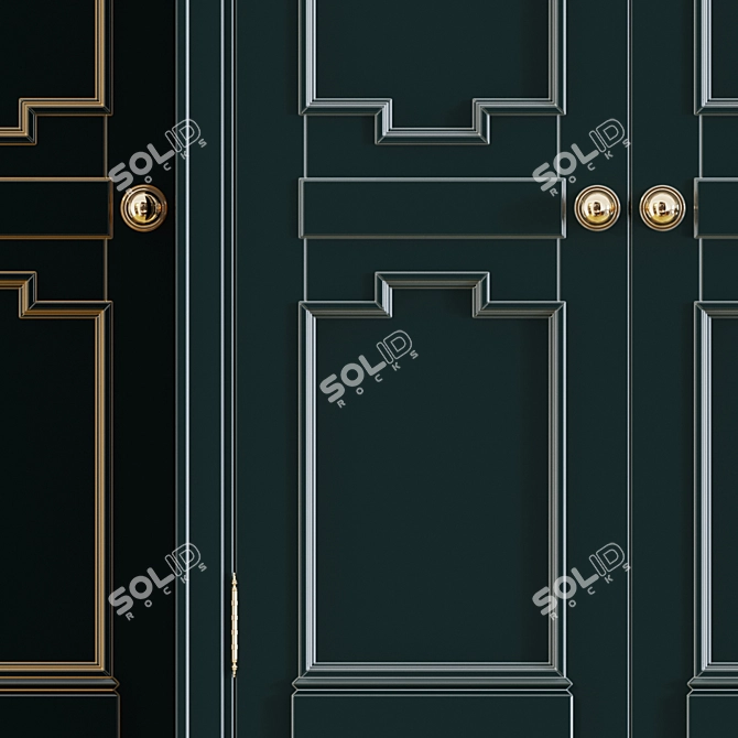 Elegant Reshelier Double Doors 3D model image 2