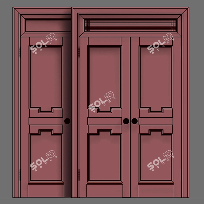 Elegant Reshelier Double Doors 3D model image 3