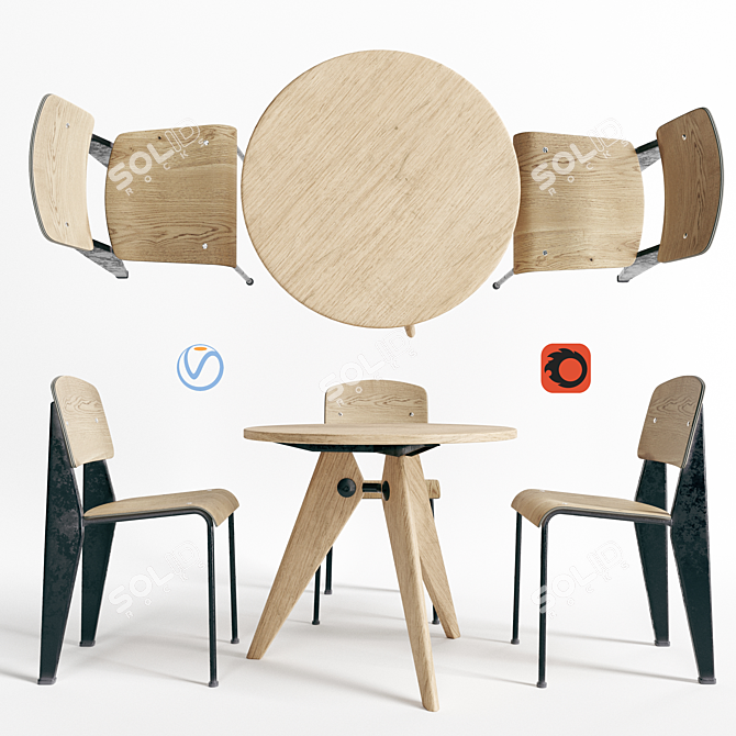 Elegant Vitra Dining Table: Stylish & Functional 3D model image 1