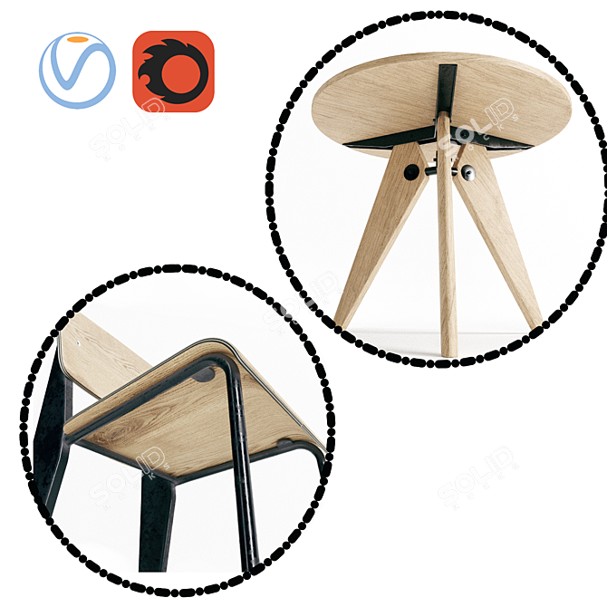 Elegant Vitra Dining Table: Stylish & Functional 3D model image 2