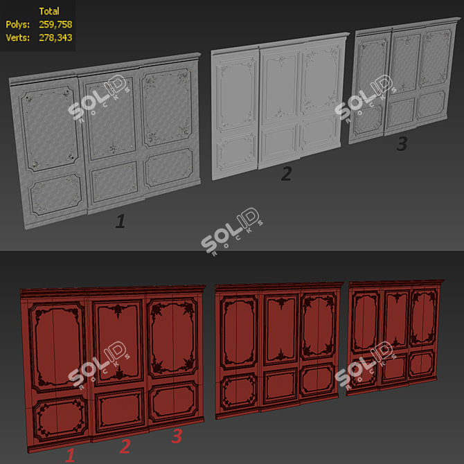 Classic Boiserie Wall Panels 3D model image 3