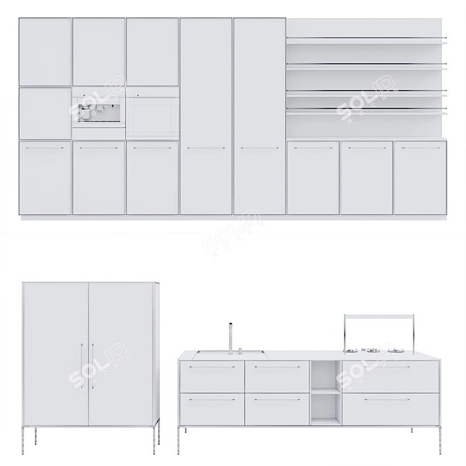 Cesar Unit Collection: Luxury Kitchen Island 3D model image 3