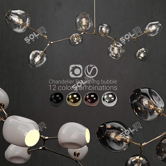 Modern Branching Bubble Chandelier 3D model image 1