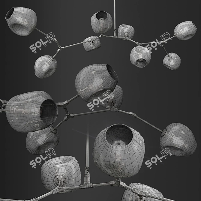 Modern Branching Bubble Chandelier 3D model image 3