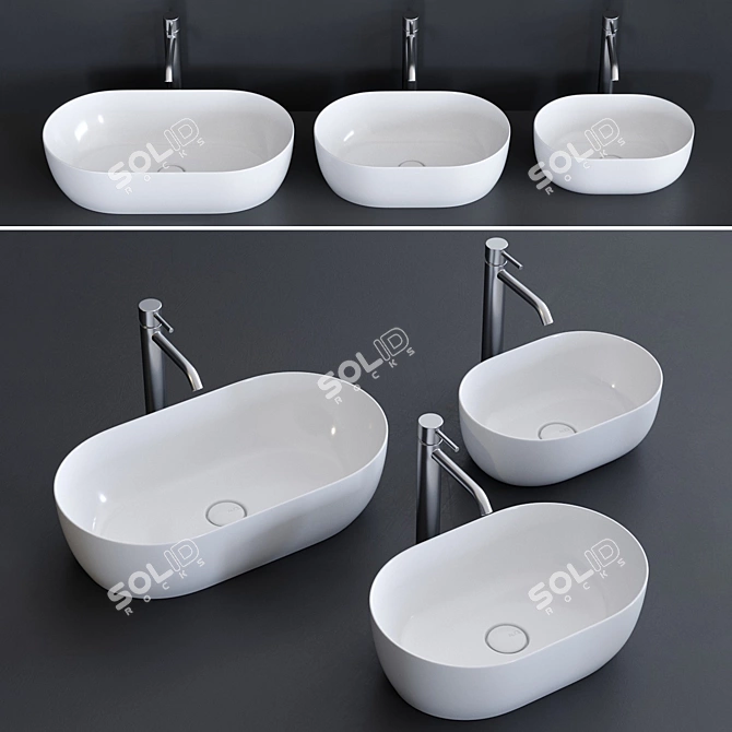 Alice Ceramica Unica Oval Washbasin 3D model image 1