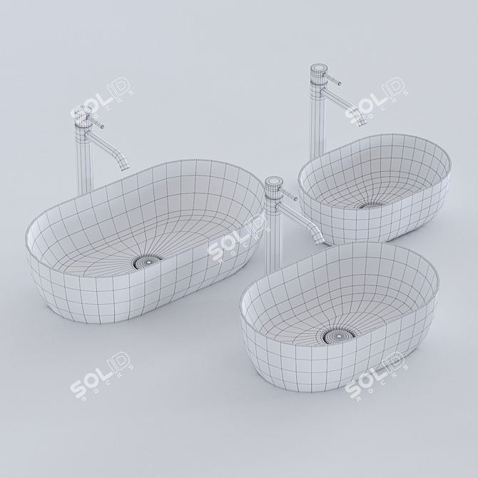 Alice Ceramica Unica Oval Washbasin 3D model image 3