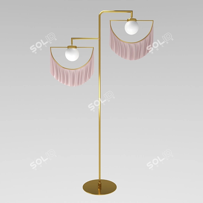 Golden Rosé Pendant Light 3D model image 1