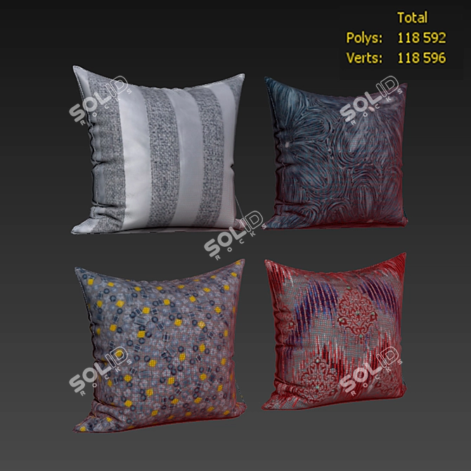 Velvet Print Decorative Pillows 3D model image 2