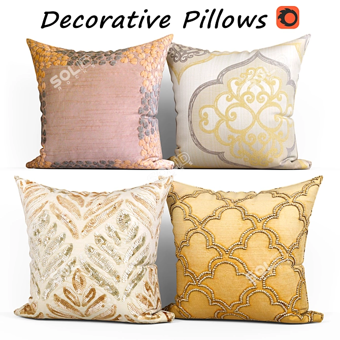 Luxury Decorative Pillow Set | Etsy Exclusive 3D model image 1