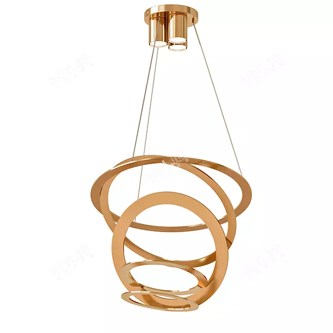 Golden Glow 3-Light Pendant 3D model image 1