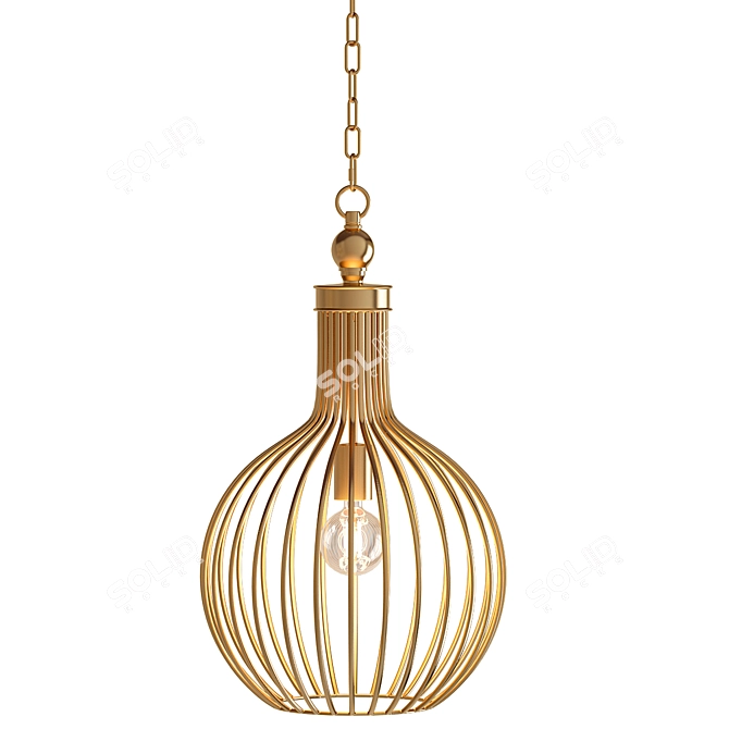Elegant Gold Leaf Pendant 3D model image 1