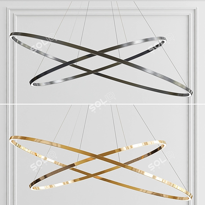 Double Mega Ellisse Pendant Light 3D model image 1