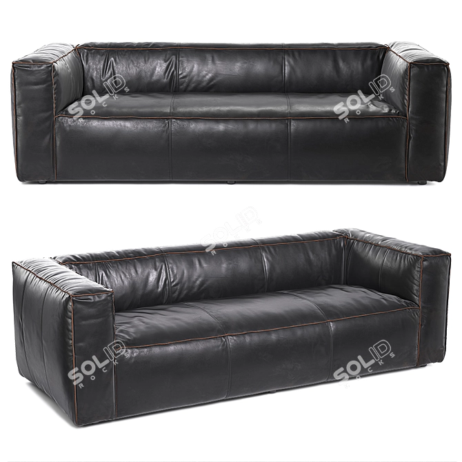 Nolita Black Reverse Stitch Sofa 3D model image 1