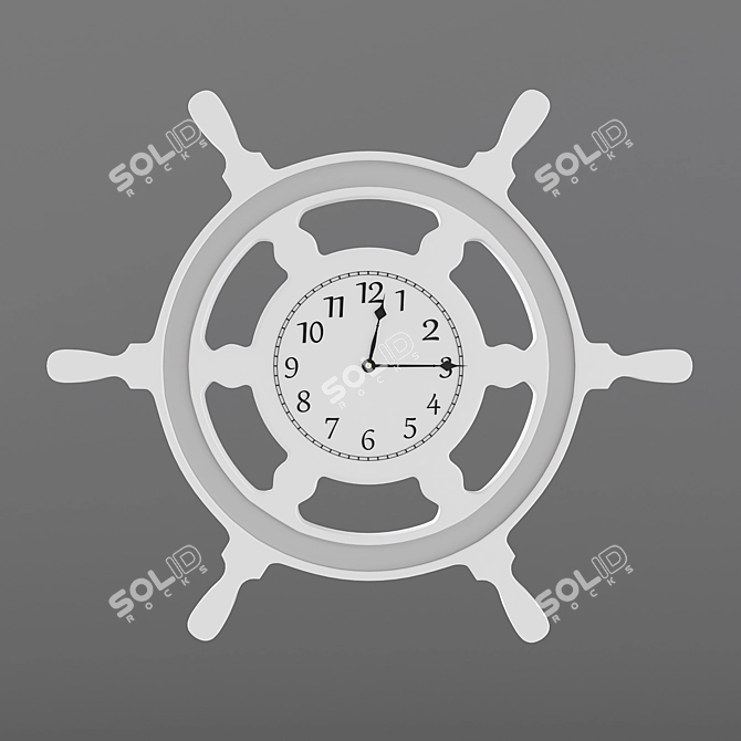 Nautical Regatta Steering Wheel Clock 3D model image 1