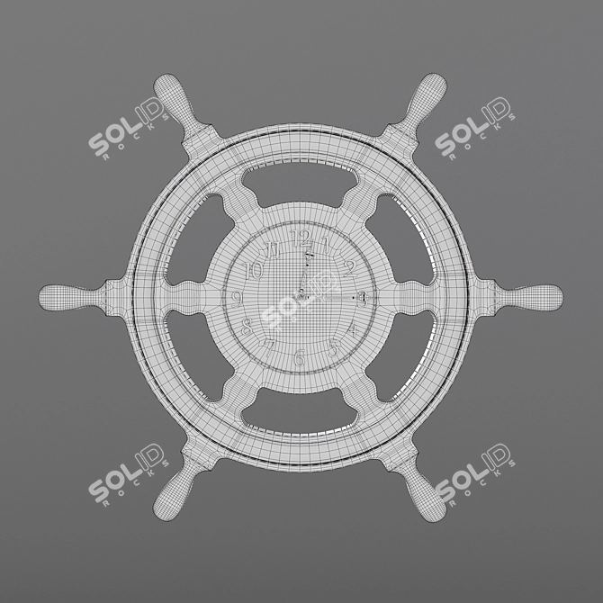 Nautical Regatta Steering Wheel Clock 3D model image 2