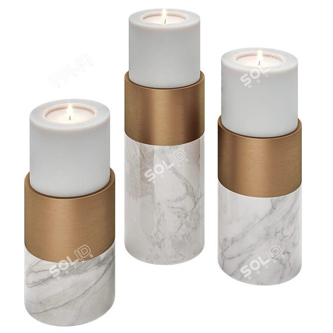 Elegant Sierra Candle Holder Set 3D model image 1