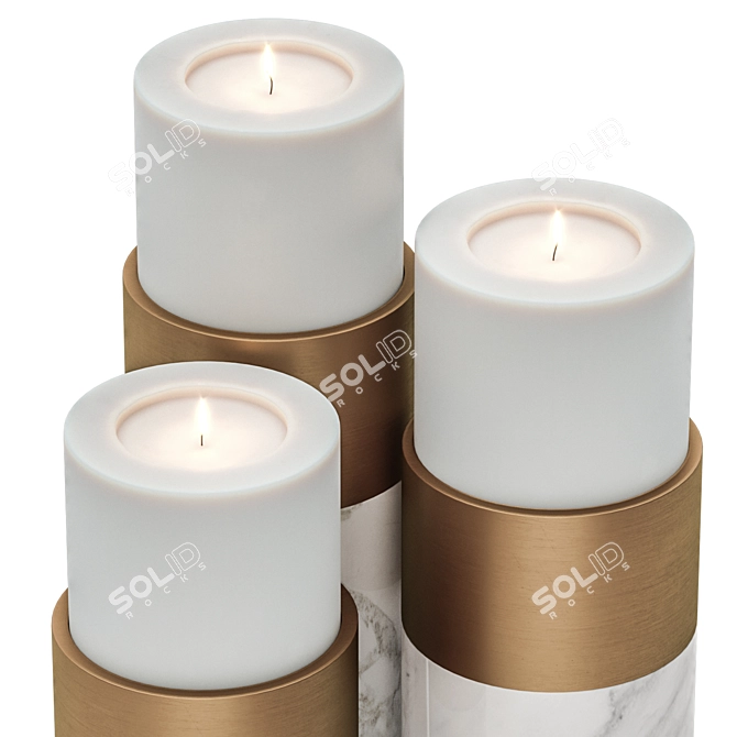 Elegant Sierra Candle Holder Set 3D model image 2