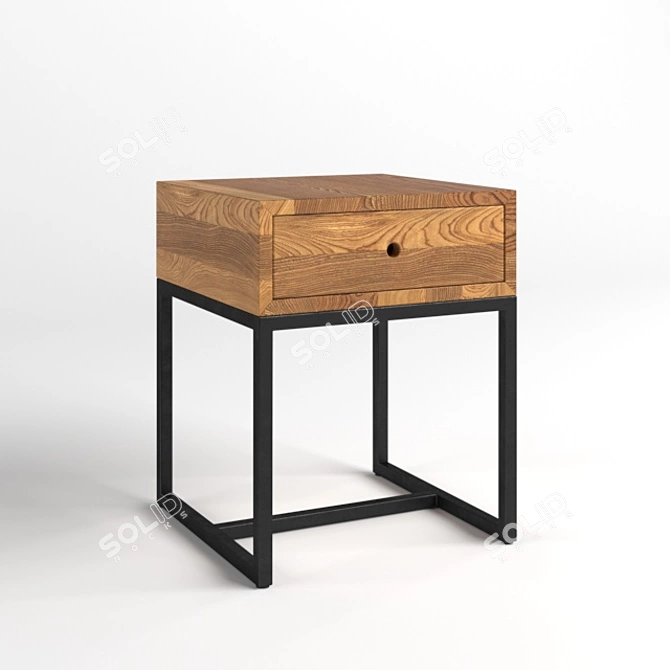 Rustic Oak Bedside Table 3D model image 1