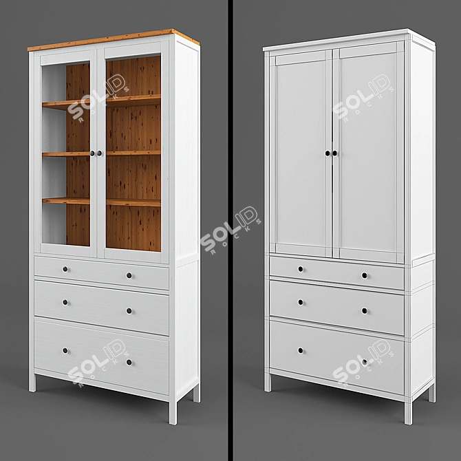 HEMNES Glass-door Cabinet 3D model image 2