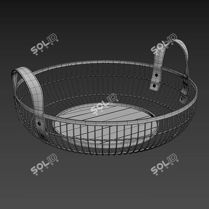 Eco-Friendly Bamboo Round Serving Basket 3D model image 2