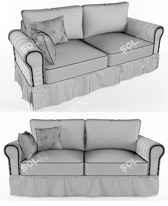 Vintage Provans Sofa, 2-Seater 3D model image 3