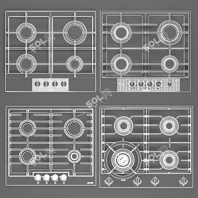 Gas Cooktop Set (Bosch, Siemens, Gorenje, Asko) 3D model image 3