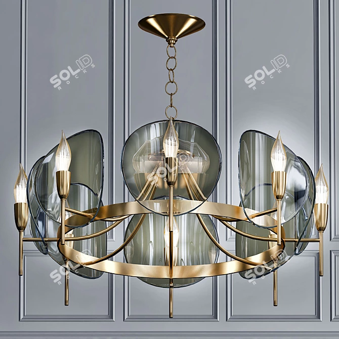 Smoked Lucite Disc Chandelier 3D model image 1