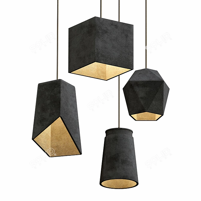 Modern Concrete Chandelier - Industrial-style Lighting 3D model image 1