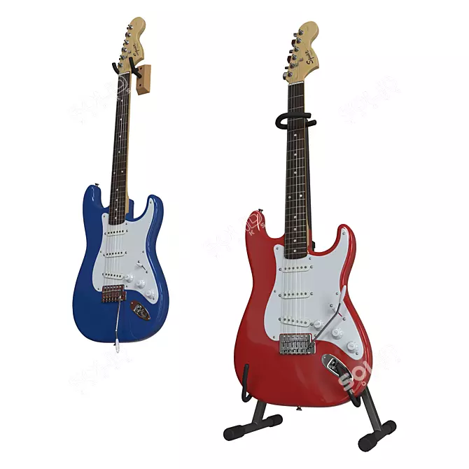 Electric Squier Affinity Stratocaster - Blue/Red 3D model image 1