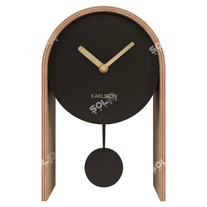 Modern Karlsson Black Pendulum Table Clock 3D model image 2