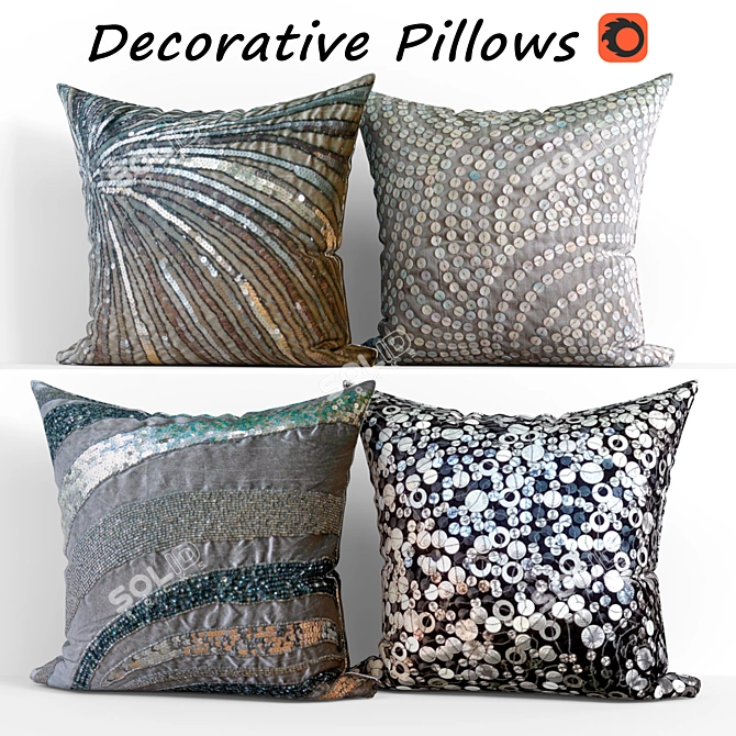 Decorative Pillow Set: Elegant and Luxurious 3D model image 1