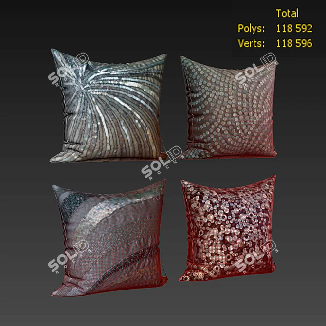 Decorative Pillow Set: Elegant and Luxurious 3D model image 2