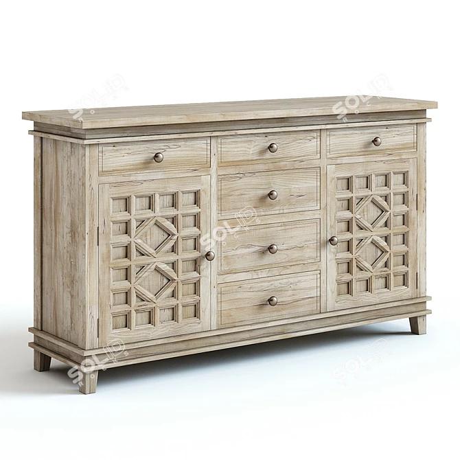 Elegant Luella Extra Wide Dresser 3D model image 1