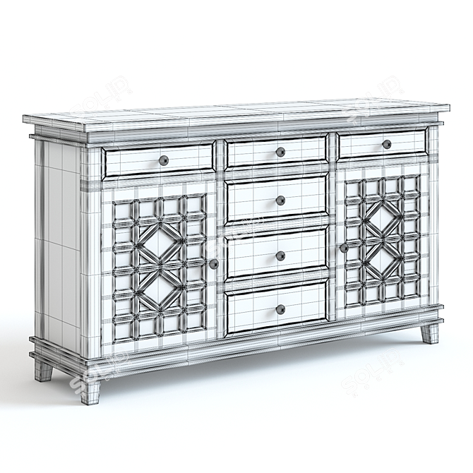 Elegant Luella Extra Wide Dresser 3D model image 2