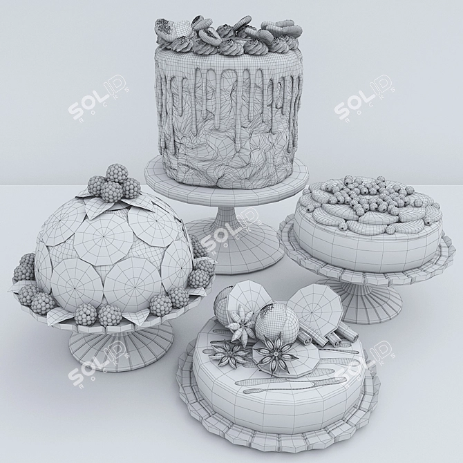 Delicious Orange Cake Assortment 3D model image 3