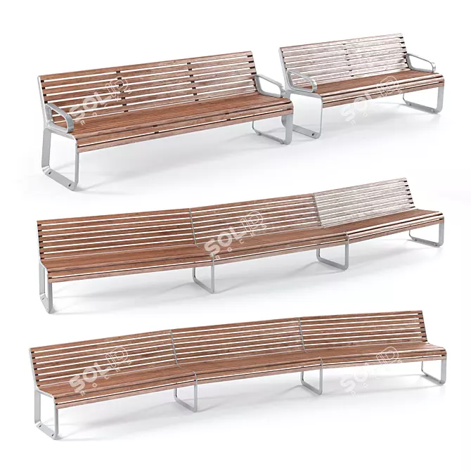 Modern Outdoor Bench Set - Portiqoa by Mmcite 3D model image 1