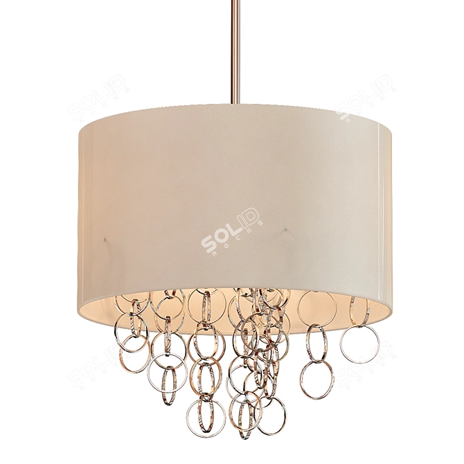 Elegant 3-Light Nickel Pendant 3D model image 1