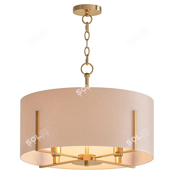 Sleek 4-Light Brass Pendant 3D model image 1