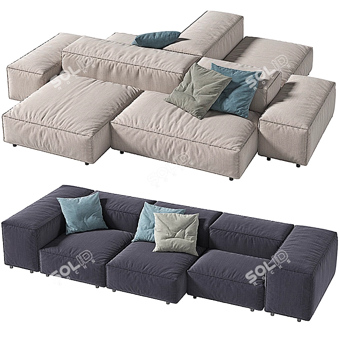 Luxury Living Divani Sofa Set 3D model image 1