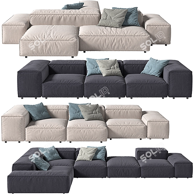 Luxury Living Divani Sofa Set 3D model image 4