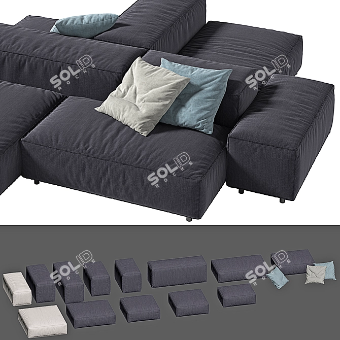 Luxury Living Divani Sofa Set 3D model image 5