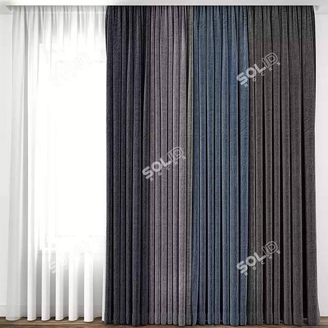 Elegant Drapery: Intricately Detailed Curtain 3D model image 1