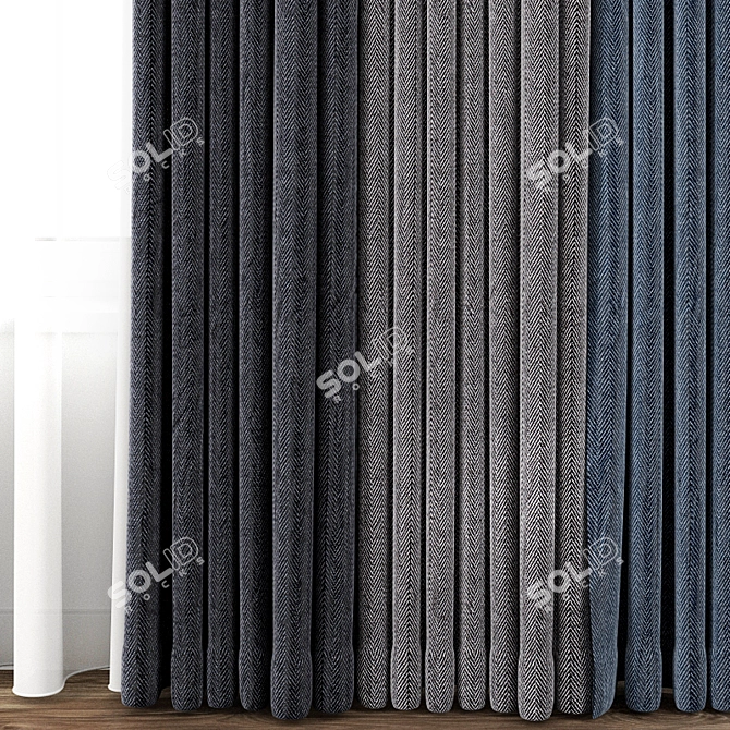 Elegant Drapery: Intricately Detailed Curtain 3D model image 2