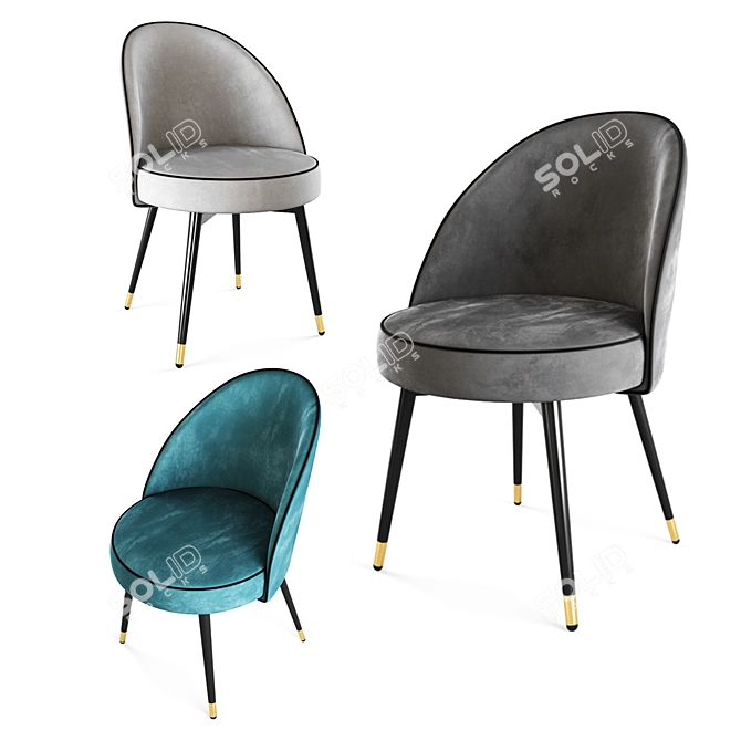 Luxury Roche Velvet Dining Chairs 3D model image 1