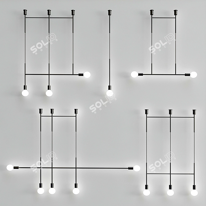 Sleek Steel Step Pendant Light 3D model image 2