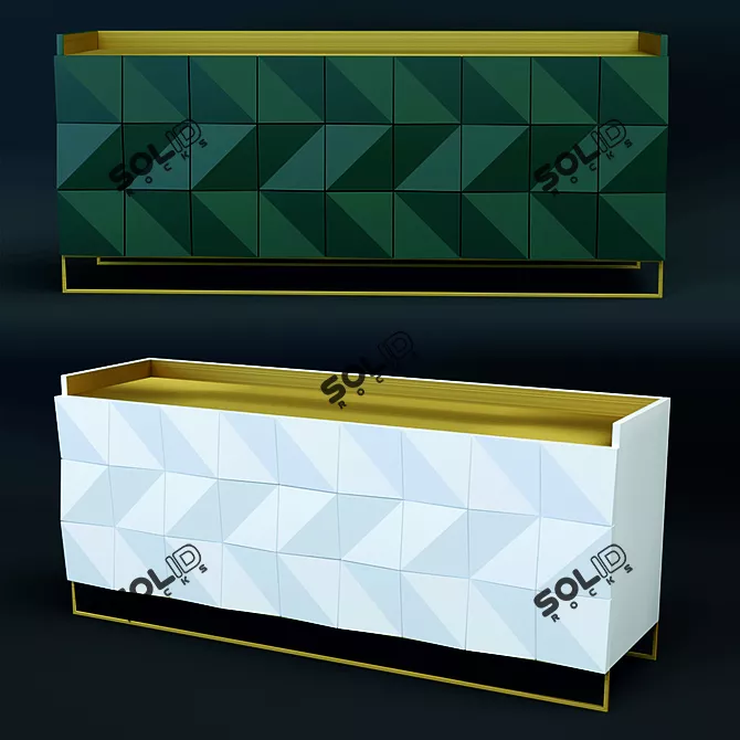 Modern Gold Sideboard by Dren Begolli 3D model image 1