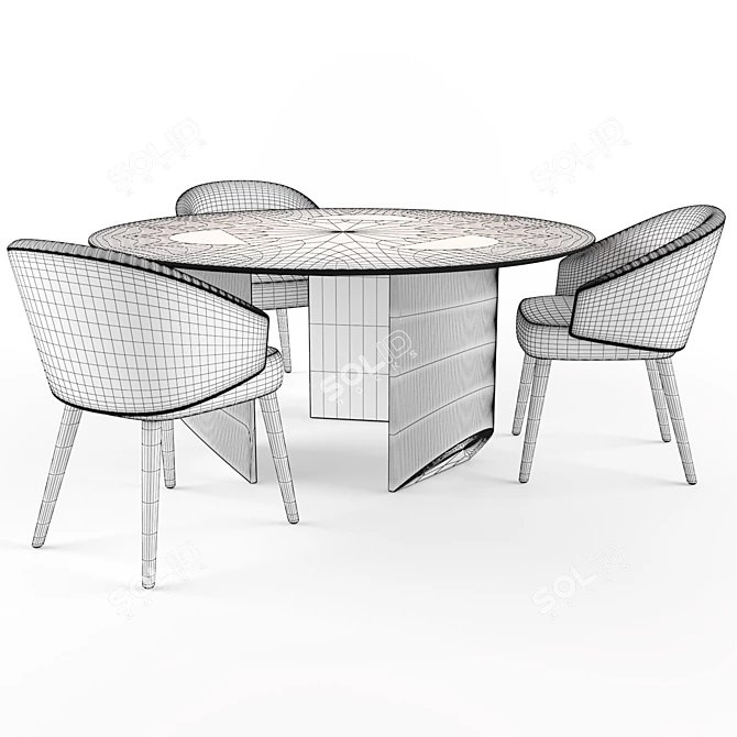 Modern Dining Set: Wedge Table + Lawson Chair 3D model image 2
