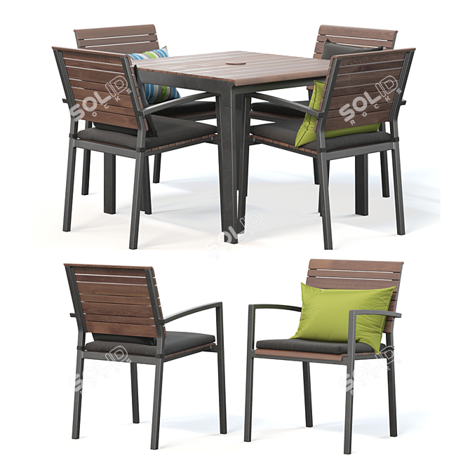 Modern Rocha II Dining Set - Stylish and Elegant Combination 3D model image 1